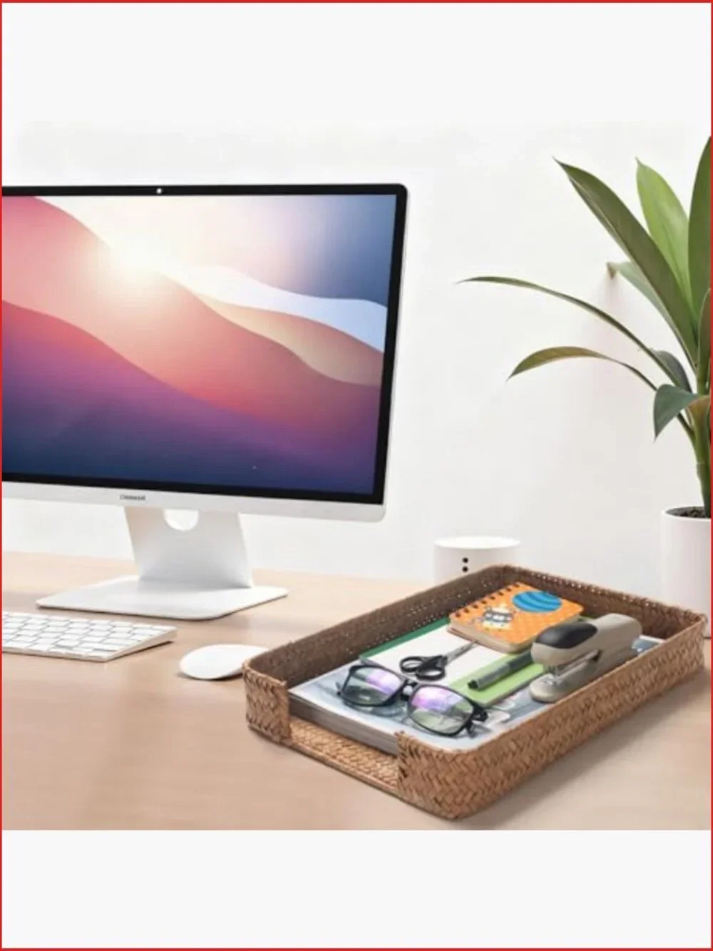 Seagrass Woven Letter Tray for A4 Files Desk Organizer - Picture 2 of 5